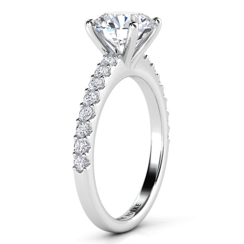 Spring Diamond Ring side view showing the beautiful centre setting