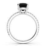 Storm - Side view showing beautiful centre basket setting and white diamond set band. 