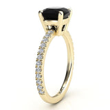 Storm - Yellow Gold. Side view 2 showing centre basket setting and diamond set band. 