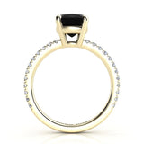 Storm - Yellow Gold. Side view 3 showing centre basket setting and diamond set 2/3 of the way down the band. 