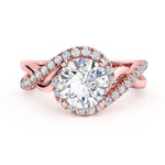 Tessa rose gold - unique diamond halo engagement ring