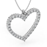 Thea - White Gold. Heart shaped diamond pendant.  Side view