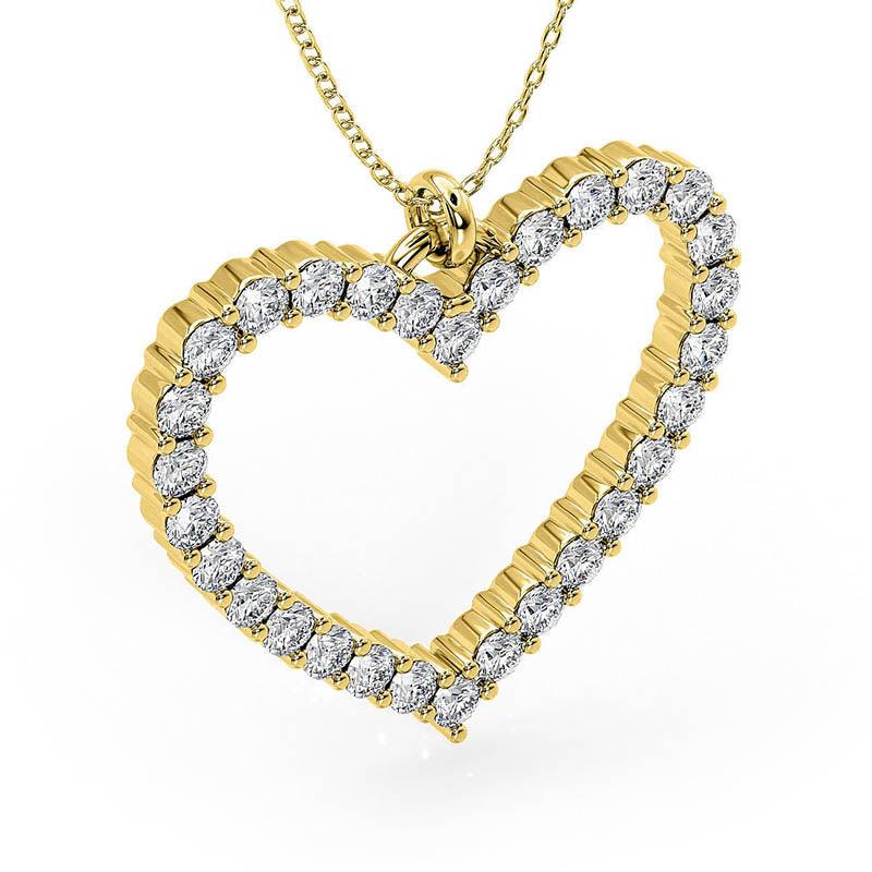 Thea - diamond heart pendant in yellow gold. Side view