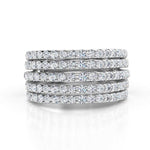 1.5 carat diamond ring. Vega - diamond ring with 5 rows of diamonds.  Front view