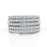 1.5 carat diamond ring. Vega - diamond ring with 5 rows of diamonds.  Front view