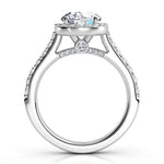 Victoria white gold - Side view showing the diamond highlights on the side of the ring (under-rail) 