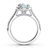 Victoria Platinum - Side view showing the diamond highlights on the side of the ring (under-rail) 