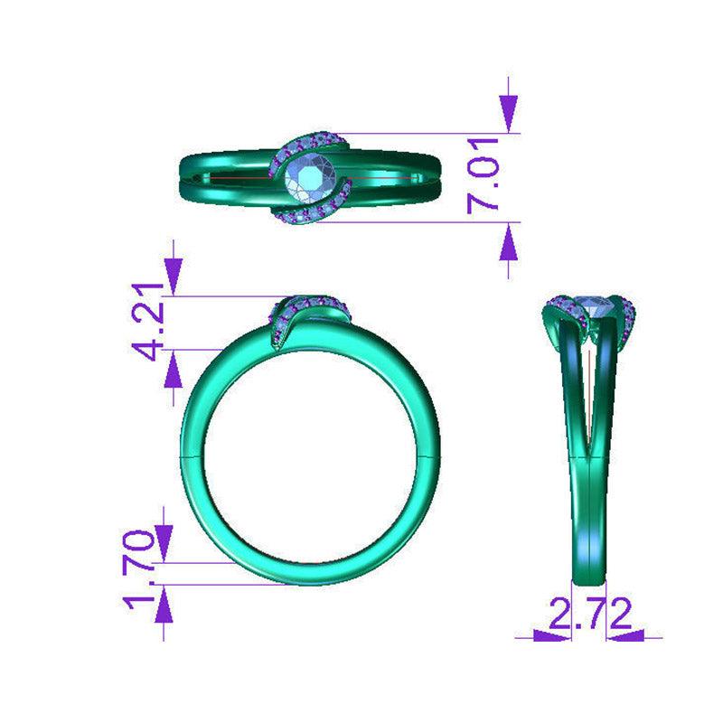 Willa - unique diamond ring. Measurements — view 4