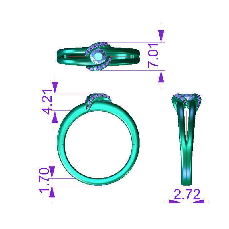Willa - unique diamond ring. Measurements