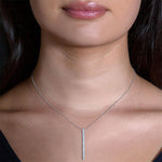 Zoe Diamond Line Pendant on Model's Neck 