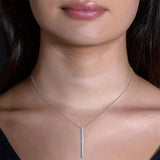 Zoe Diamond Line Pendant on Model's Neck 