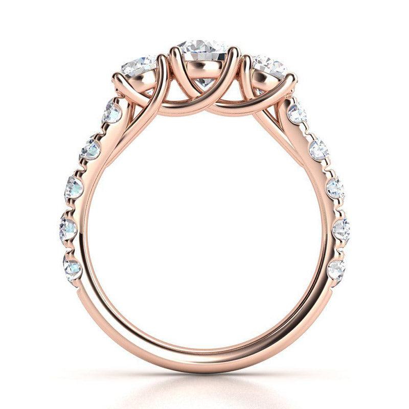 Beautiful three diamond ring. Showing beautiful side profile