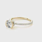 Video of Riley Yellow Gold - Unique half rubover round diamond engagement ring