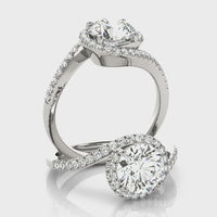 Melanie — Round Lab Grown Diamond Halo Engagement Ring thumbnail 3