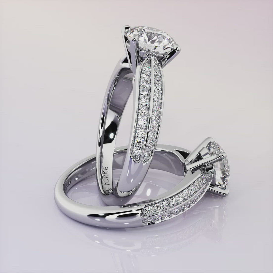 Charlotte - Round Diamond Engagement Ring Pave Diamonds