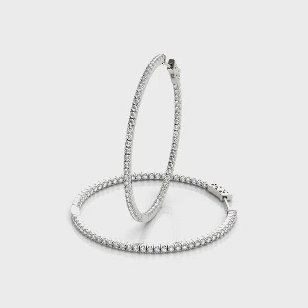 Inside Out Diamond Hoop Earrings.  Beautifully made earrings with diamonds set on the front and inside of the back of the hoops. Total diamond weight 0.40 carats of stunning white diamonds.