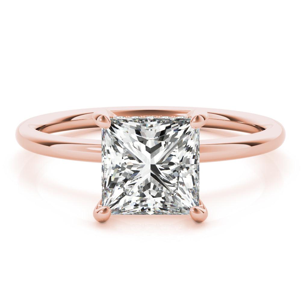 Jenna — Princess Cut Lab Grown Diamond Hidden Halo Engagement Ring — hand-finished lab grown engagement ring by Monroe Yorke Diamonds — view 6