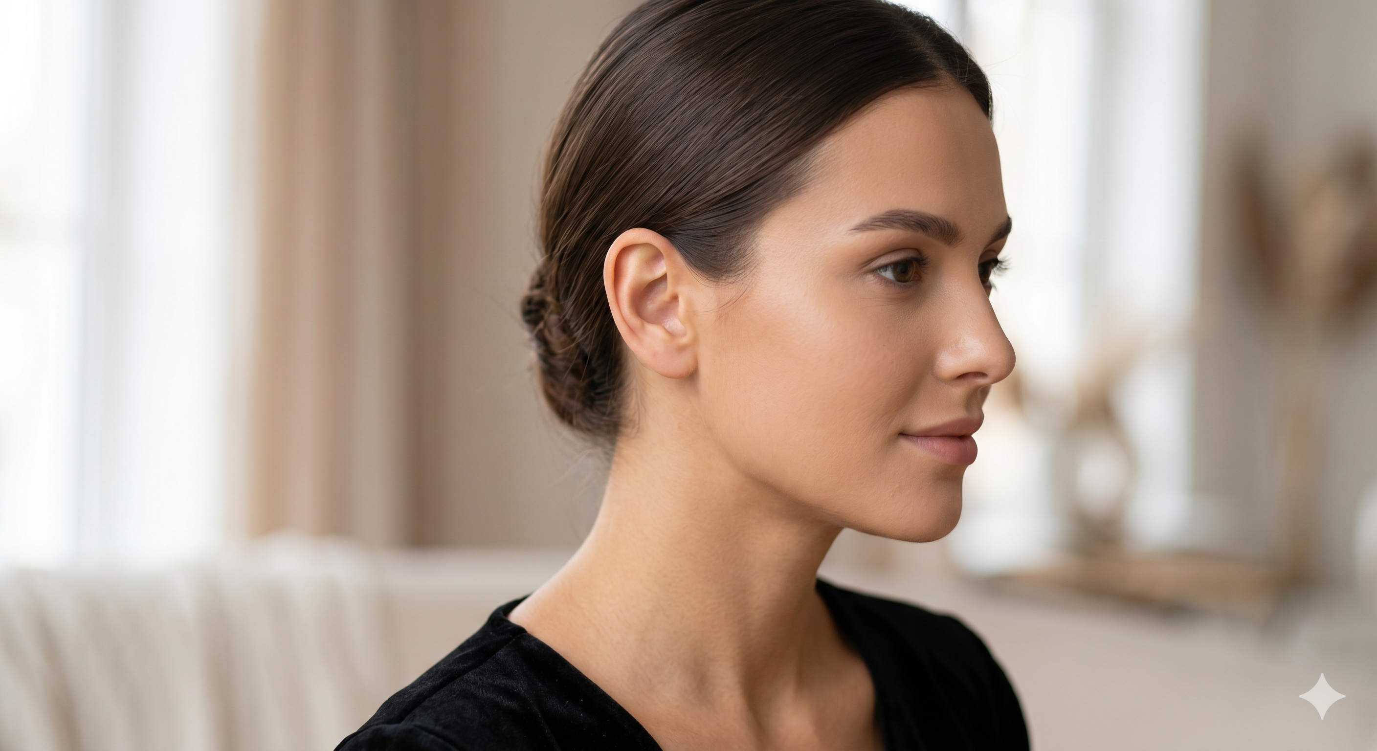 Model showing diamond ear stud on ear